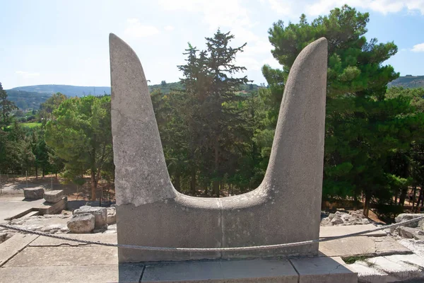 Decorative Horns Ruins Knossos Palace Crete Greece Ceremonial Political Centre — Stock Photo, Image