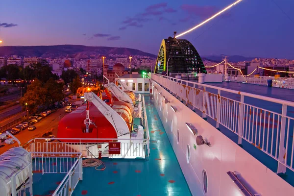 Athens Griekenland Oktober 2010 Zicht Vanaf Het Bovendek Van Veerboot — Stockfoto