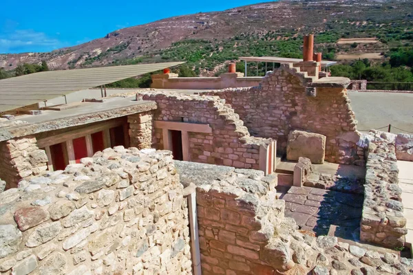 Vista Das Ruínas Palácio Cnossos Creta Palácio Cnossos Maior Sítio — Fotografia de Stock