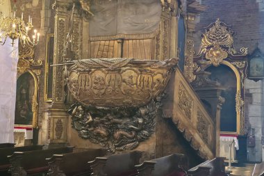 Krakow, Poland - April 22, 2025: View on the church ambon in Corpus Christi Basilica, Bazylika Bozego Ciala