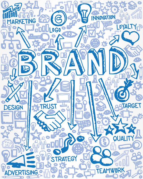 Vector Illustration of Blue Icons with Brand Concept