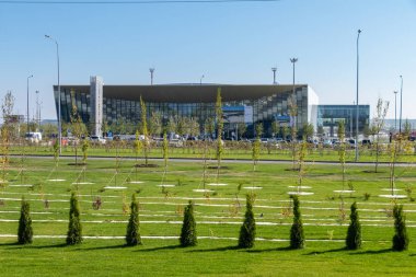 Saratov, Rusya - 22 Ağustos 2019: Gagarin havaalanı (20.08.2019 hizmete girdi)