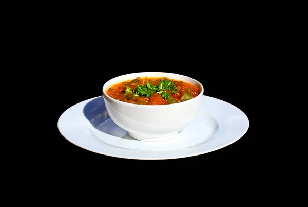 Sopa decorada com verduras — Fotografia de Stock