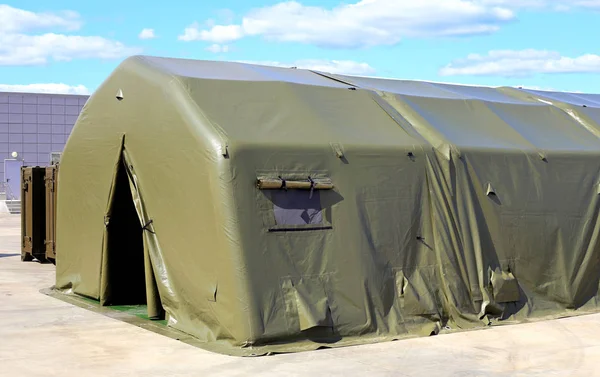 Unified Sanitary Barrack Canvas Army Tent Accommodate Personnel — Stock Photo, Image