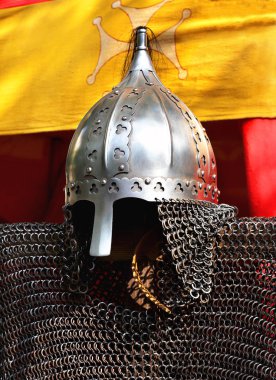 Metal kask koruyucu CHAINMAIL Ortaçağ Rus Şövalyesi net