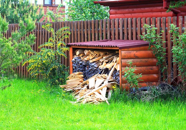 Firewood placing  under a canopy — Stock Photo, Image