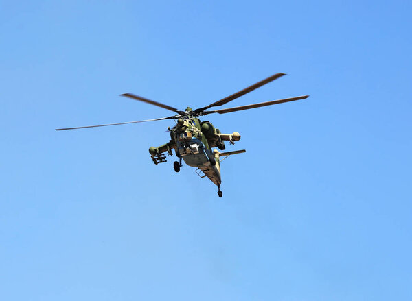 Combat helicopter in flight