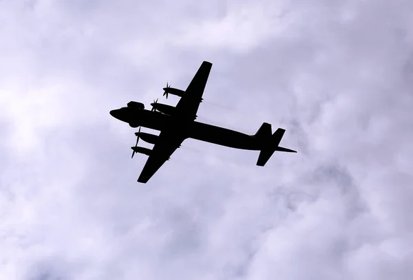 Silhouette of the  Russian land-based naval aviation plane — Stock Photo, Image