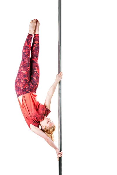 Pole dance tjejen, pole fitness — Stockfoto