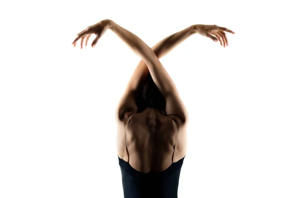 Moderno Bailarino Balé Posando Fundo Branco — Fotografia de Stock