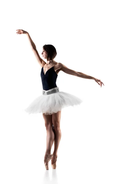 Bailarina Ballet Con Tutú Bailarina Prima Posando Sobre Fondo Blanco — Foto de Stock