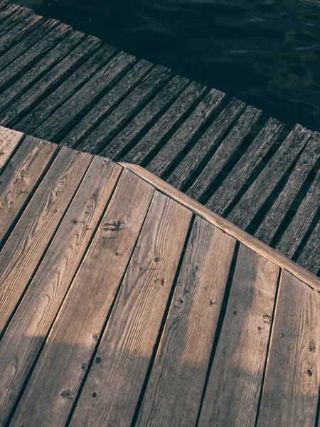 Trä Strandpromenaden Över Sjön — Stockfoto