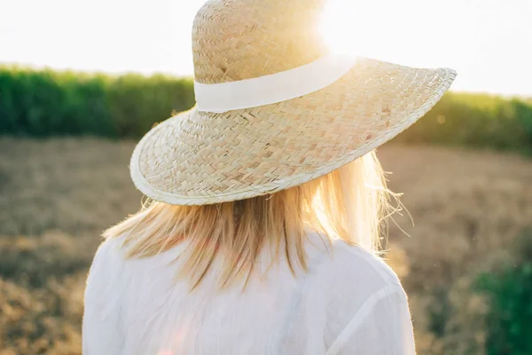 Chapeau Paille Coucher Soleil — Photo