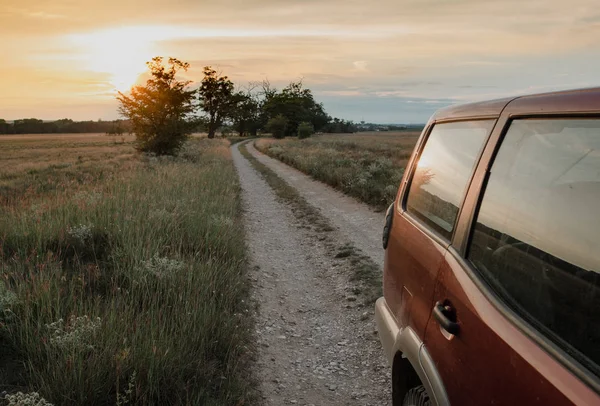 Road Vehicle Sunset — Stok Foto