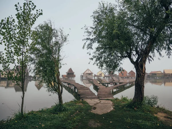 Wooden houses on the lake