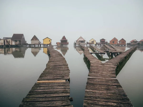 Wooden Houses Lake — Stock Photo, Image