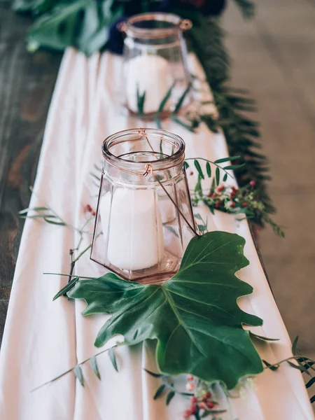 Perfekte Hochzeitsdekoration Tischdekorationen Für Die Hochzeit — Stockfoto