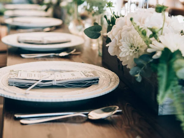 Decoração Casamento Mesa Definida Casamento — Fotografia de Stock