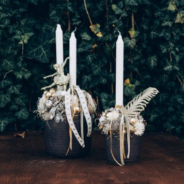 Advent çelenk öncesi Noel zamanı için. DIY Noel süsleri.