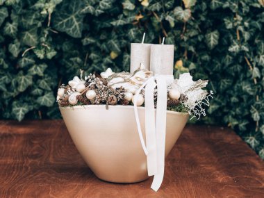 Advent çelenk öncesi Noel zamanı için. DIY Noel süsleri.