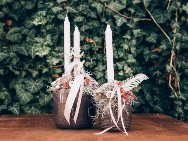 Advent çelenk öncesi Noel zamanı için. DIY Noel süsleri.