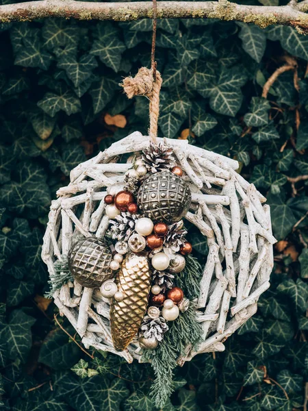 Adventskranz Für Die Vorweihnachtszeit Diy Weihnachtsdekoration — Stockfoto