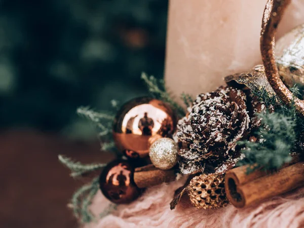 Corona Adviento Para Época Pre Navidad Decoraciones Navidad Diy —  Fotos de Stock