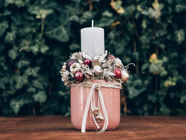 Corona Adviento Para Época Pre Navidad Decoraciones Navidad Diy — Foto de Stock