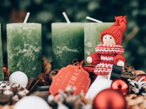 Adventskranz Für Die Vorweihnachtszeit Diy Weihnachtsdekoration — Stockfoto