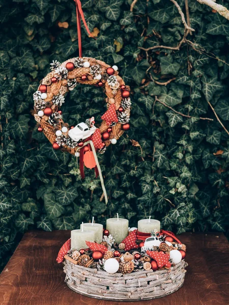 Guirlanda Advento Para Época Pré Natal Diy Decorações Natal — Fotografia de Stock
