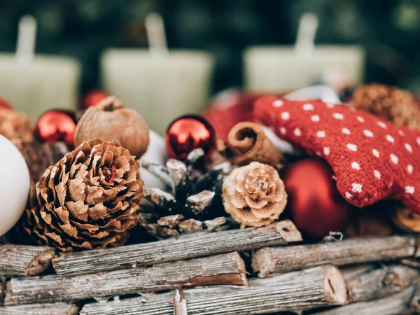 Adventskranz Für Die Vorweihnachtszeit Diy Weihnachtsdekoration — Stockfoto