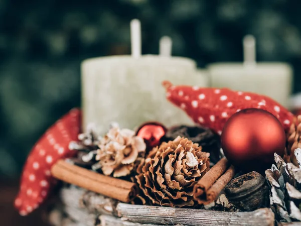 Adventskranz Für Die Vorweihnachtszeit Diy Weihnachtsdekoration — Stockfoto