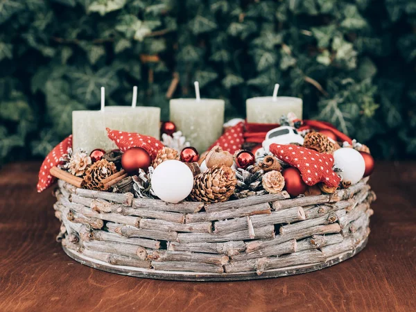 Adventskranz Für Die Vorweihnachtszeit Diy Weihnachtsdekoration — Stockfoto