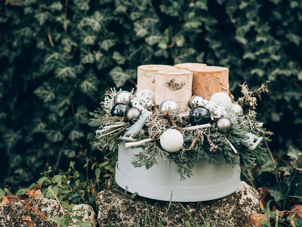 Advent Çelenk Öncesi Noel Zamanı Için Diy Noel Süsleri — Stok fotoğraf