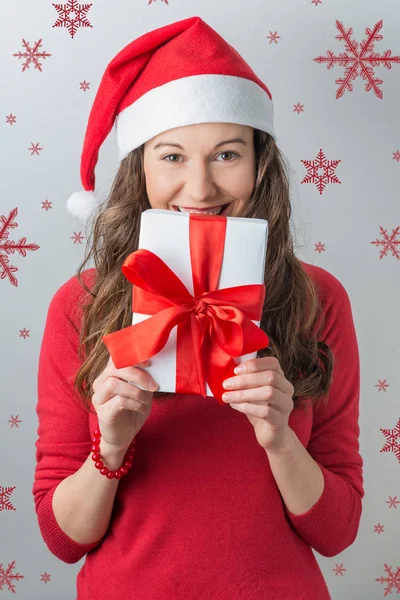 Christmas Gift Woman Box Decor Gift Box — Stock Photo, Image