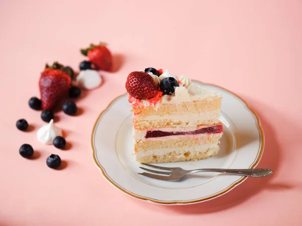 Pastel Fresa Postres Caseros — Foto de Stock