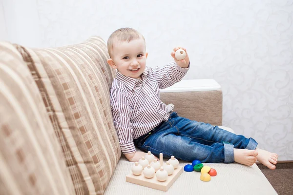 Cute baby boy with blocks — Stock Photo, Image