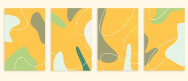 el çizimi soyut şekillerin vektör soyut arkaplan kümesi. Sosyal medya, gönderi, afiş, poster, kart için soyut şekillere sahip minimal tasarım,