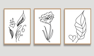 Çiçekli dört çiçek seti.