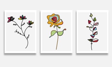 Modern soyut resim. El çizimi çiçek sanatı.