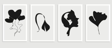 vektör soyut arkaplan seti. Soyut geometrik şekiller. Soyut şekiller. Monokrom şekiller. Poster için vektör tasarımı