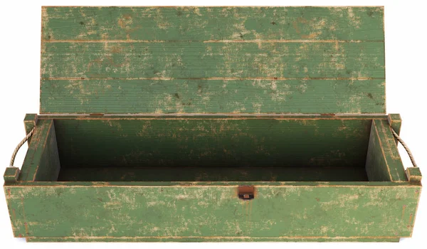 Открытая Окрашенная Деревянная Коробка Изолирована Белом Фоне Иллюстрация — стоковое фото