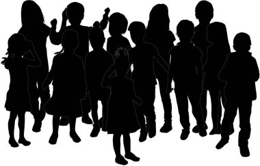 Çocuk siyah siluetler. Vektör.