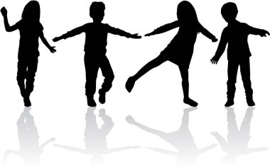 Çocuk siyah vektör siluetleri.