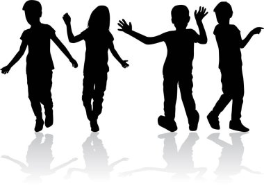 çocuk beyaz zemin üzerine siluet vektör.