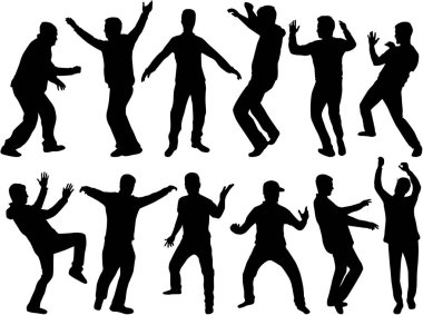 Dans eden insanlar siluetleri. vektör.
