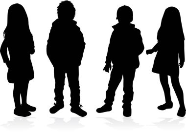 Çocuk siyah siluetler. vektör.