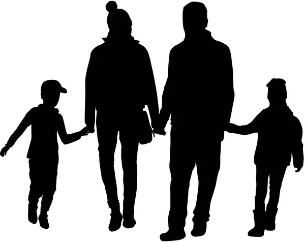 Familie Van Silhouetten Vector Werk — Stockvector