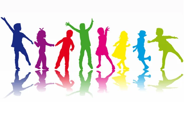 Χορεύουν Παιδιά Σιλουέτες Vector Εργασίες — Διανυσματικό Αρχείο