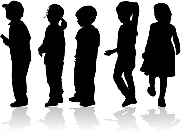 Childrens Black Silhouettes Vector Work — Stock Vector